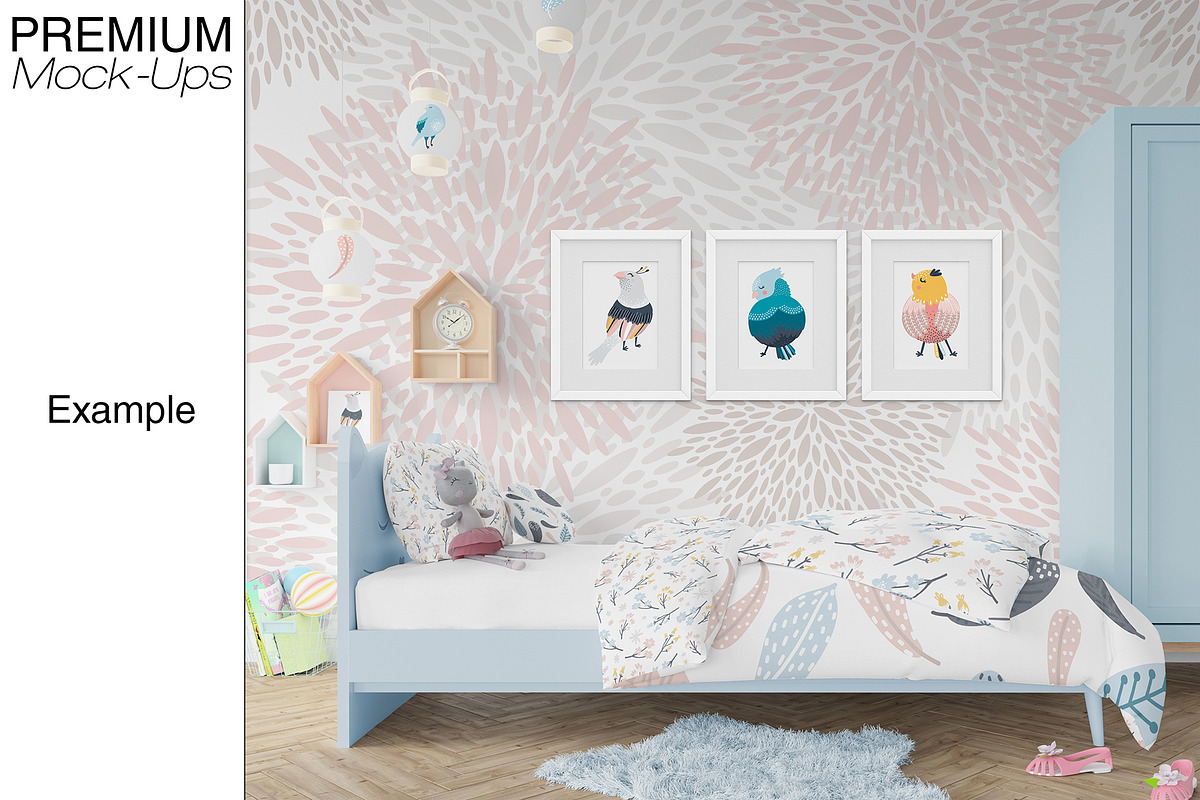 Nursery Bedding, Frame & Wall Mockup, a Household Mockup by mock-ups (Photo 19 of 23)