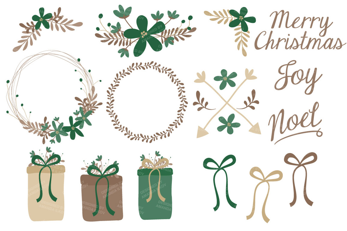 Emerald Christmas Wreath Clipart, an Illustration by Amanda Ilkov (Photo 3 of 5)