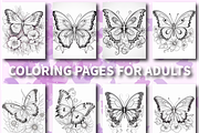 Butterfly Coloring Pages for Adults, an Education Illustration by Design Zone (Thumbnail 3 of 7)