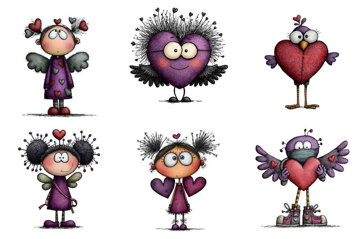 Whimsical Valentine Heart Clipart, an Illustration by CreationArt (Photo 4 of 7)