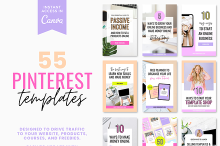 Pinterest Pin Templates Canva, a Social Media Template by Ciera Design Templates