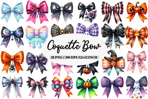 Halloween Coquette Bow Clipart, an Illustration by Daily.Designs