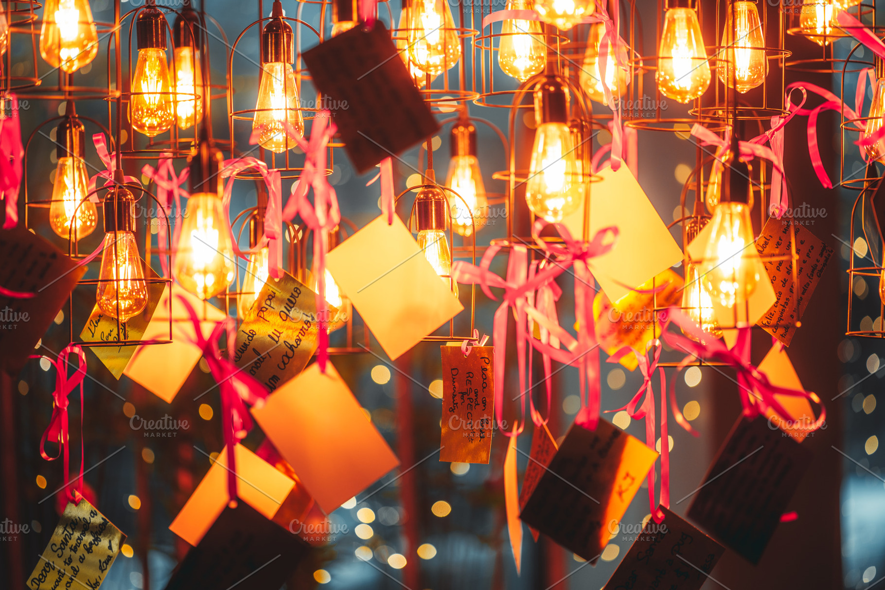 Festive bulbs with greeting cards, a Holiday Photo by SkyNext
