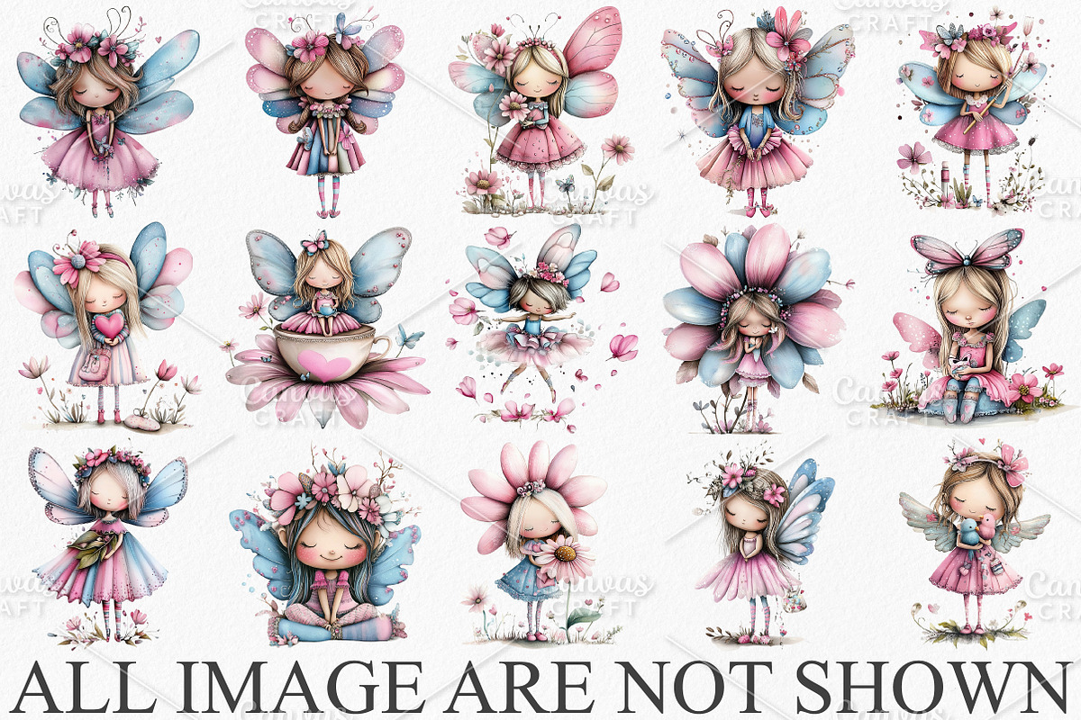 Whimsical Spring Fairy Clipart PNG, an Illustration by Canvas Craft (Photo 3 of 7)