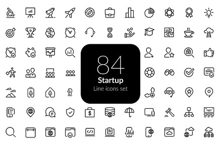 Startup line icons set