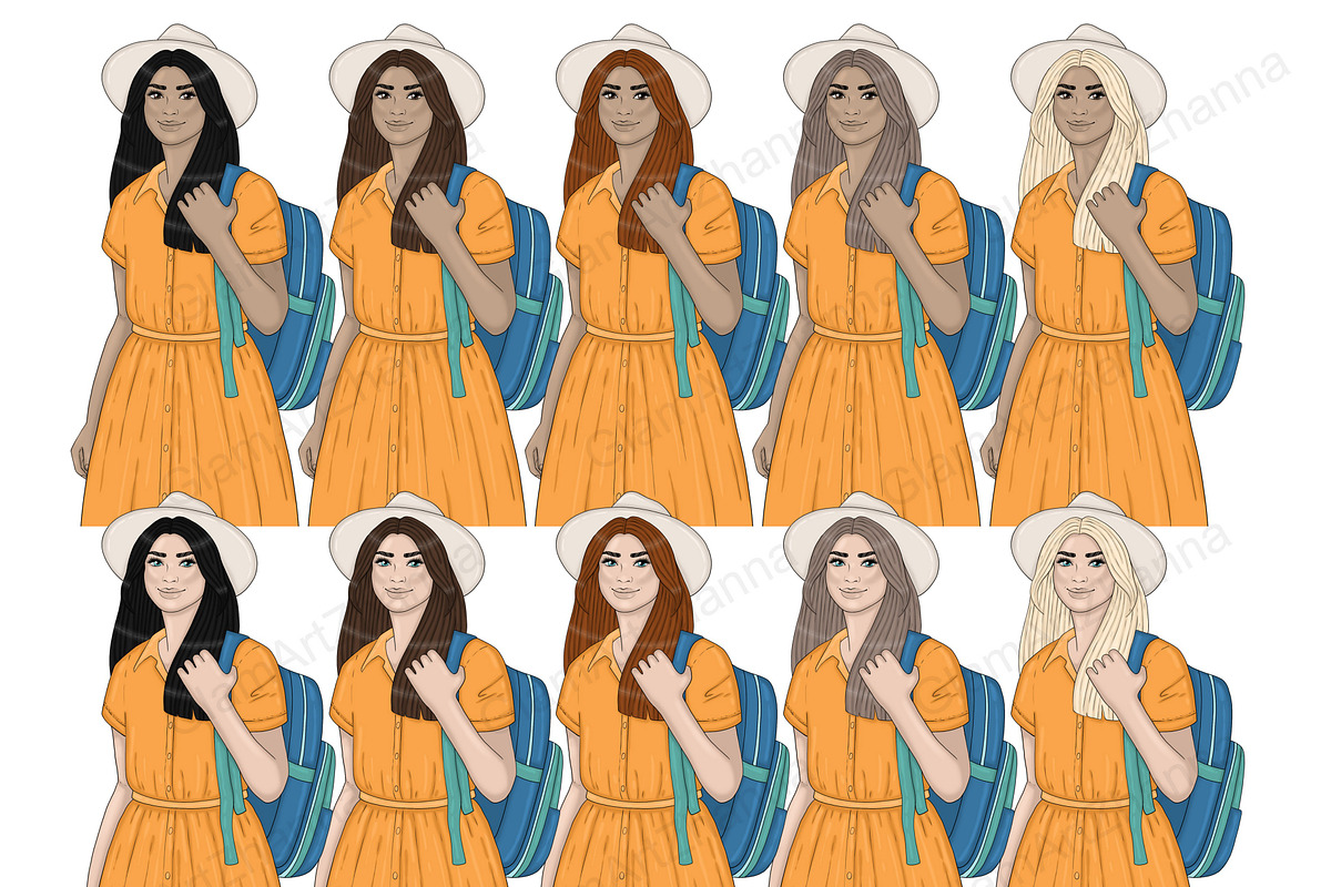 Lake Life Girls Clipart, a Person Illustration by GlamArtZhanna (Photo 5 of 7)