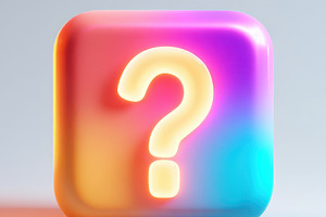 Glowing question mark on a pastel background, an Abstract Photo by AlyaAnd