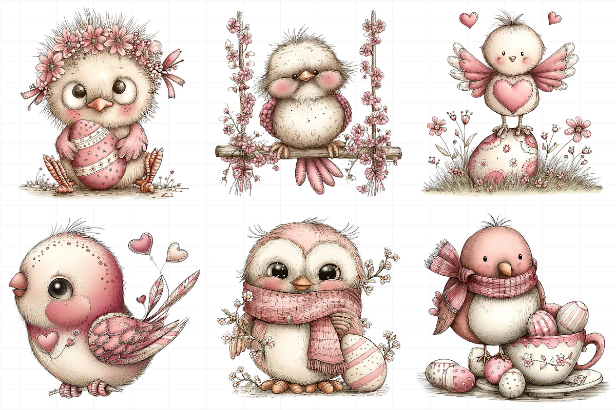 Whimsical Easter Birds Clipart, an Illustration by Daily.Designs (Photo 3 of 7)