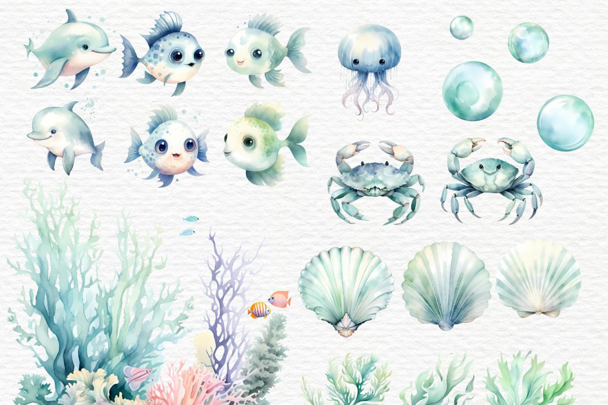 Under the sea baby shower png, an Animal Illustration by Invite to Clipart (Photo 3 of 9)