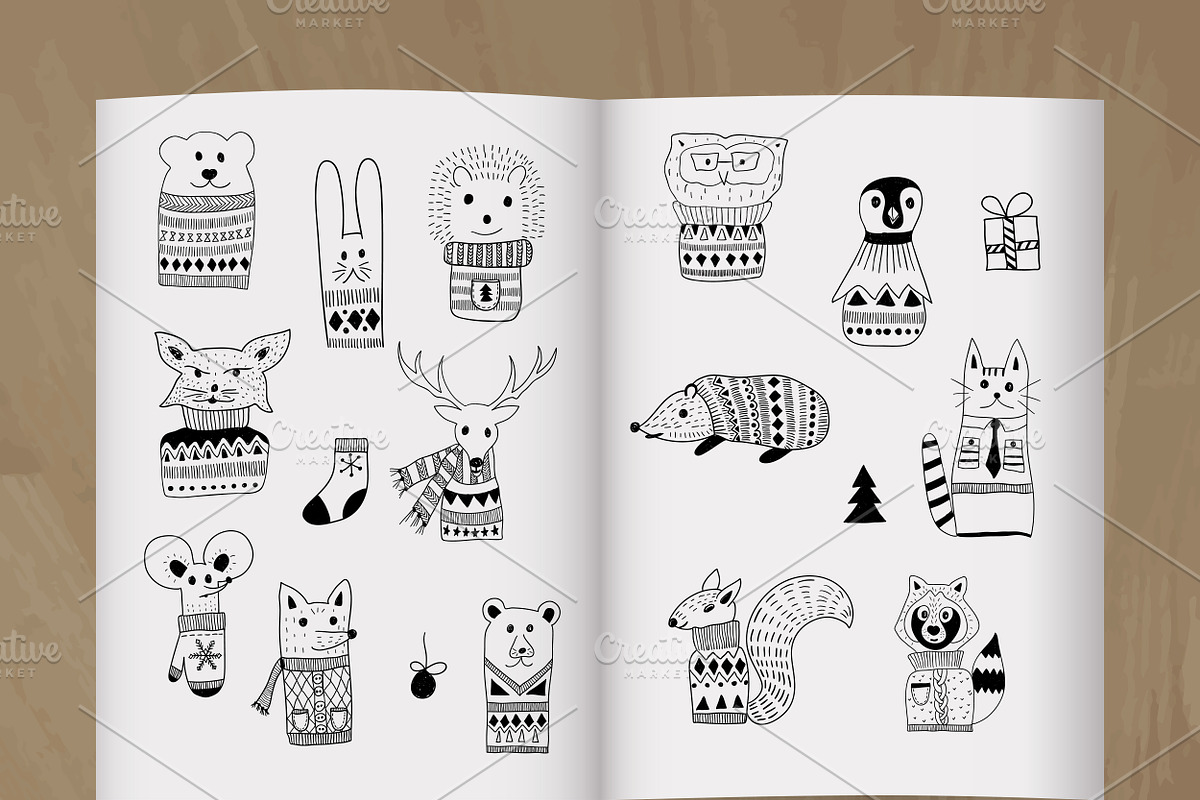 Christmas doodle set, an Animal Illustration by alexmakarova (Photo 1 of 11)