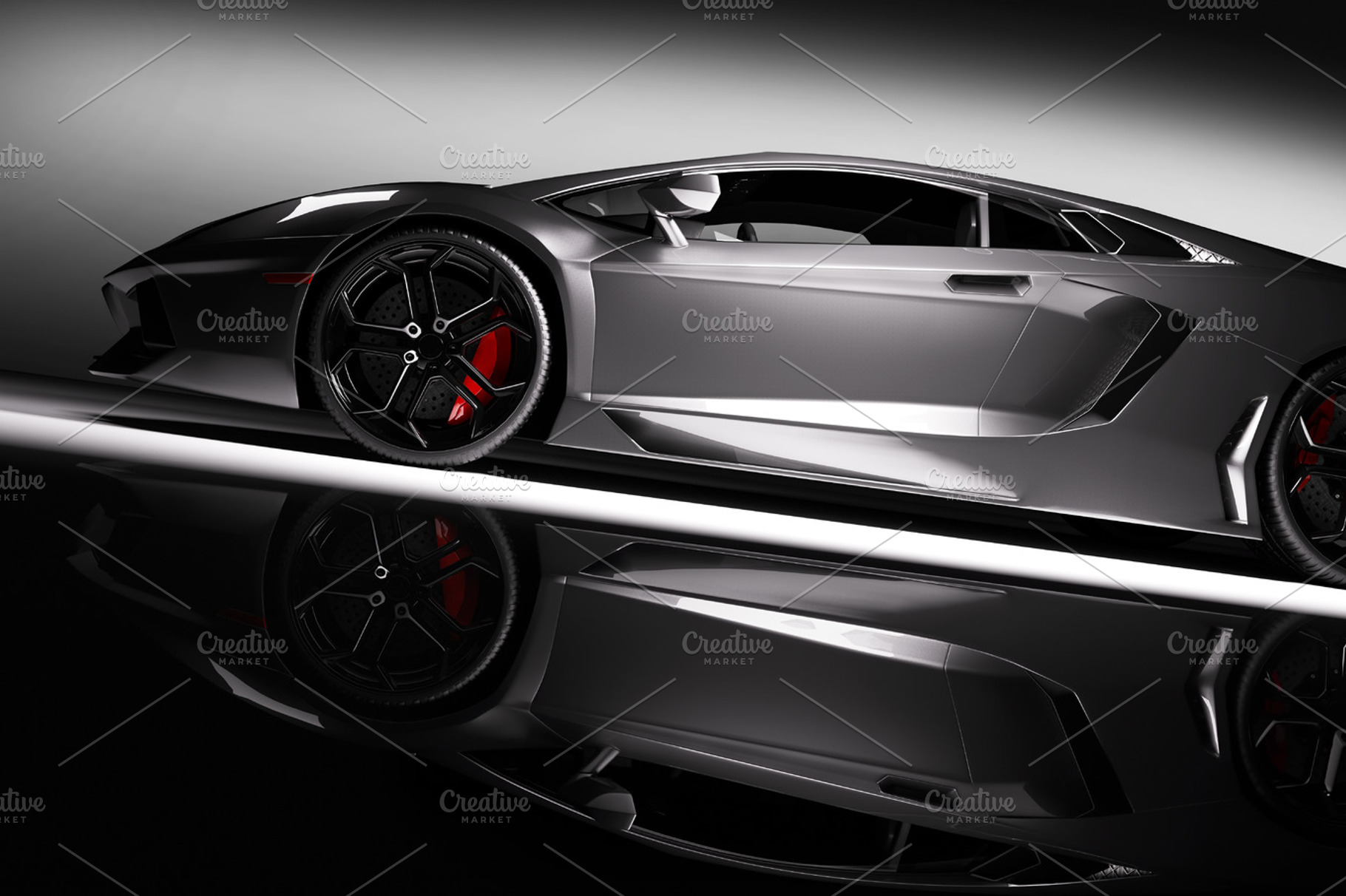 Grey fast sports car in spotlight., a Transportation Photo by Photocreo Michal Bednarek
