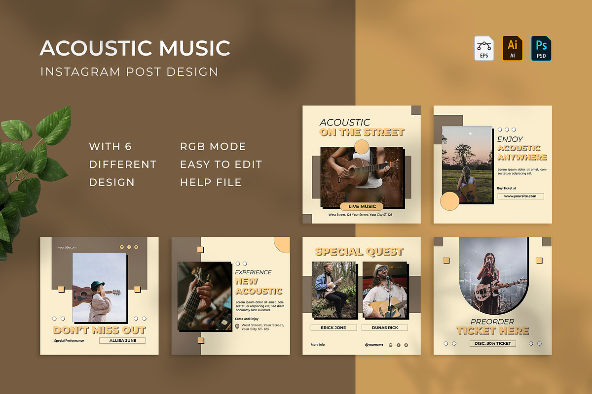 Acoustic Music - Instagram Post, a Print Template by VUNIRA