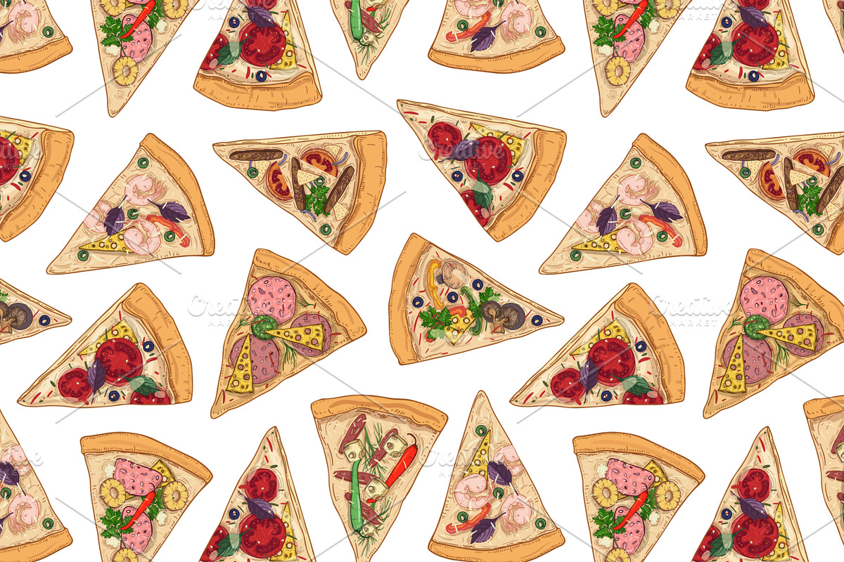 Slices of different pizza types, a Food Illustration by Good Studio (Photo 12 of 19)