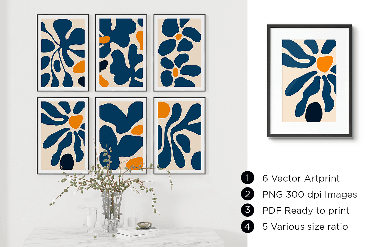 Set of abstract Blue Yellow Flower, a Decorative Illustration by Vibrand Studio (Photo 5 of 8)
