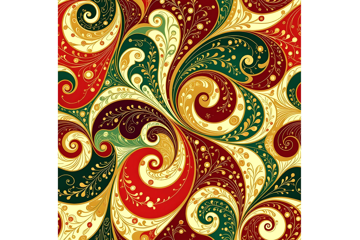 Christmas Swirl Seamless Repeat, a Decorative Illustration by Sharon Schwalbe (Photo 2 of 2)
