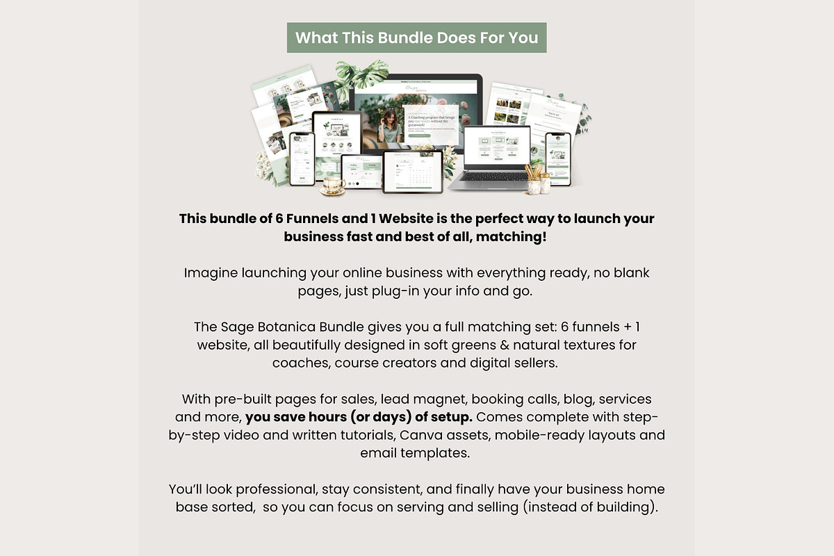 Systeme.io Sage Systeme Bundle, a Landing Page Template by Hayley's Digital Hub (Photo 2 of 10)