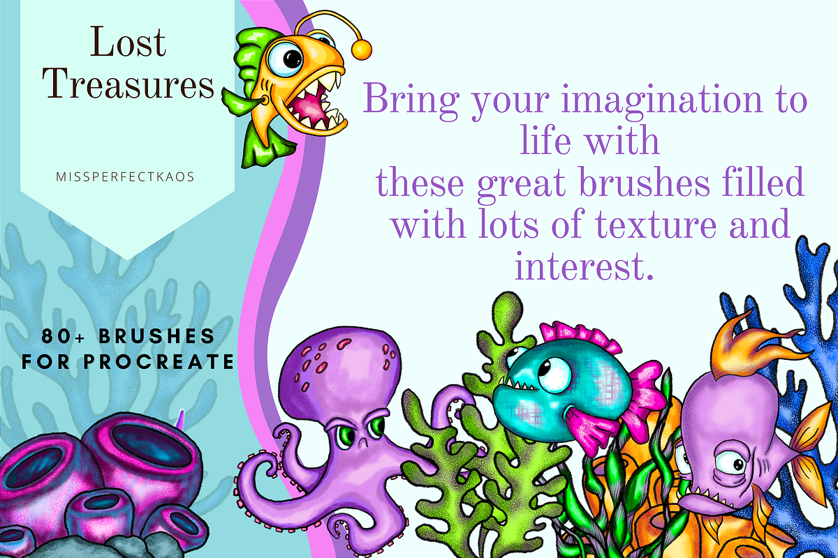 Lost Treasures-81 Procreate Brushes, a Brush Add-On by MissPerfectKaos (Photo 6 of 6)
