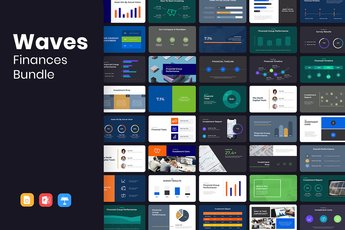 WAVES Finance Presentation Bundle, a Presentation Template by slidequest (Photo 1 of 14)
