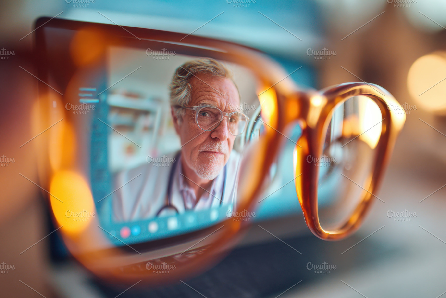 Doctor on video call through eyeglasses, a Health & Medical Photo by AlyaAnd