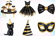 Luxury Black Kids Birthday Clipart, a Seasonal Illustration by Canvas Craft (Thumbnail 3 of 4)