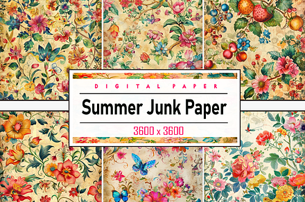 Vintage Summer Junk Paper, a Background Graphic by Printable Treasure