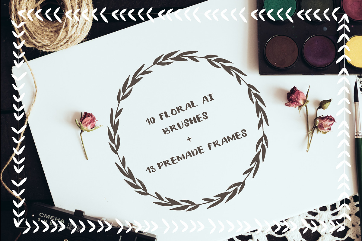 Floral frames and AI brushes, a Brush Add-On by Sentimental postman (Photo 1 of 3)