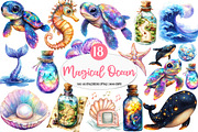 Magical Ocean Sublimation Clipart, an Illustration by Watercolor design (Thumbnail 1 of 5)