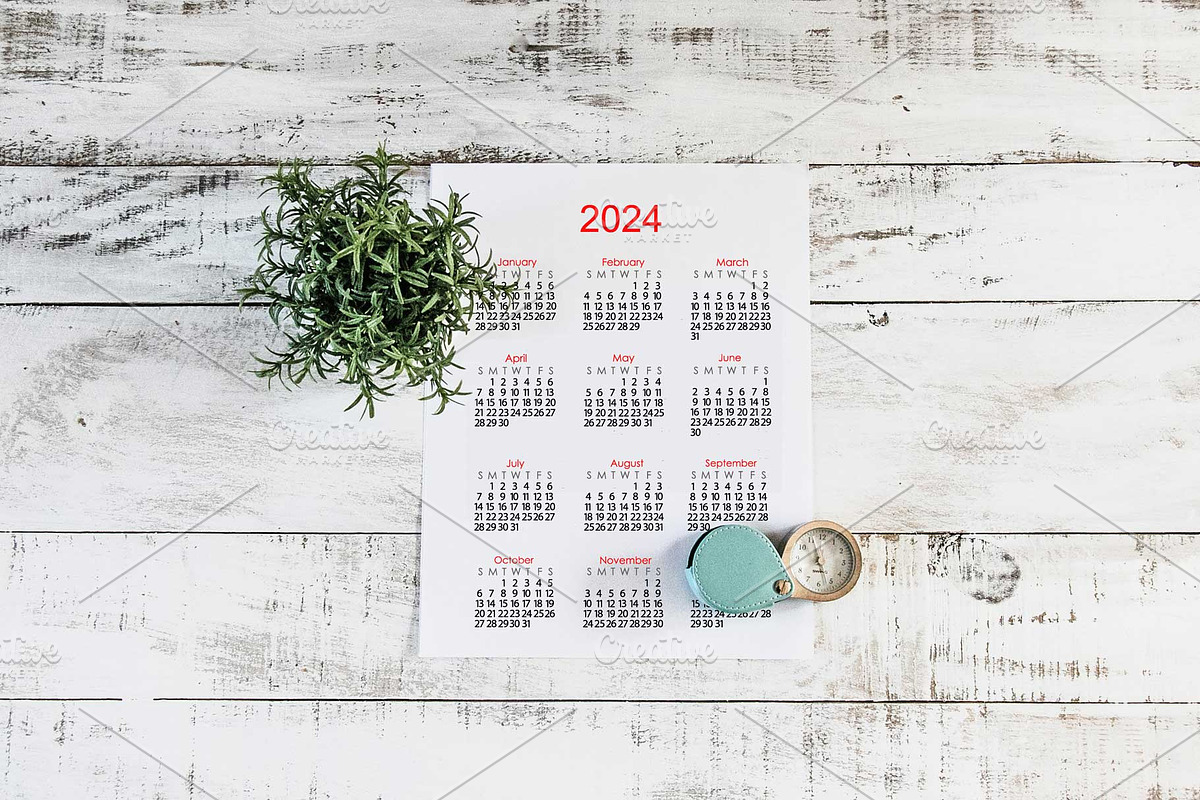 Calendar 2024 template, a Stationery Template by Contes_de_fée (Photo 4 of 7)