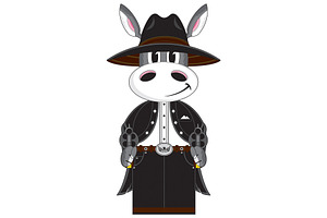 Cartoon Donkey Cowboy Outlaw