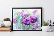 Watercolor purple poppy flowers, an Illustration by MaryAmi (Thumbnail 2 of 3)