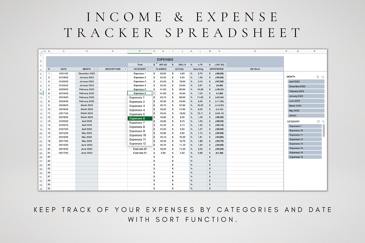 Income & Expense Excel Template, a Templates & Theme by BRANDcontent