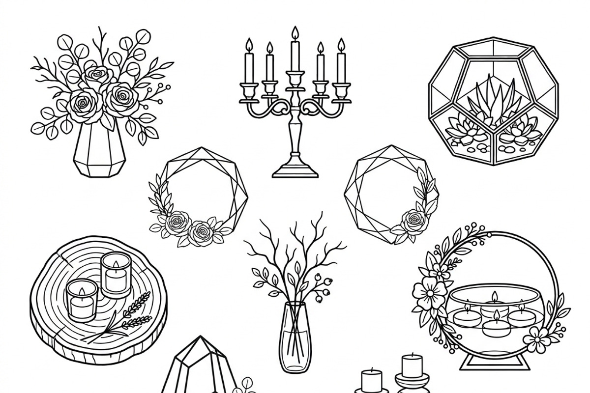 Bundles Set Floral Wedding Icons, an Outline Icon by adenpinkstore (Photo 27 of 44)