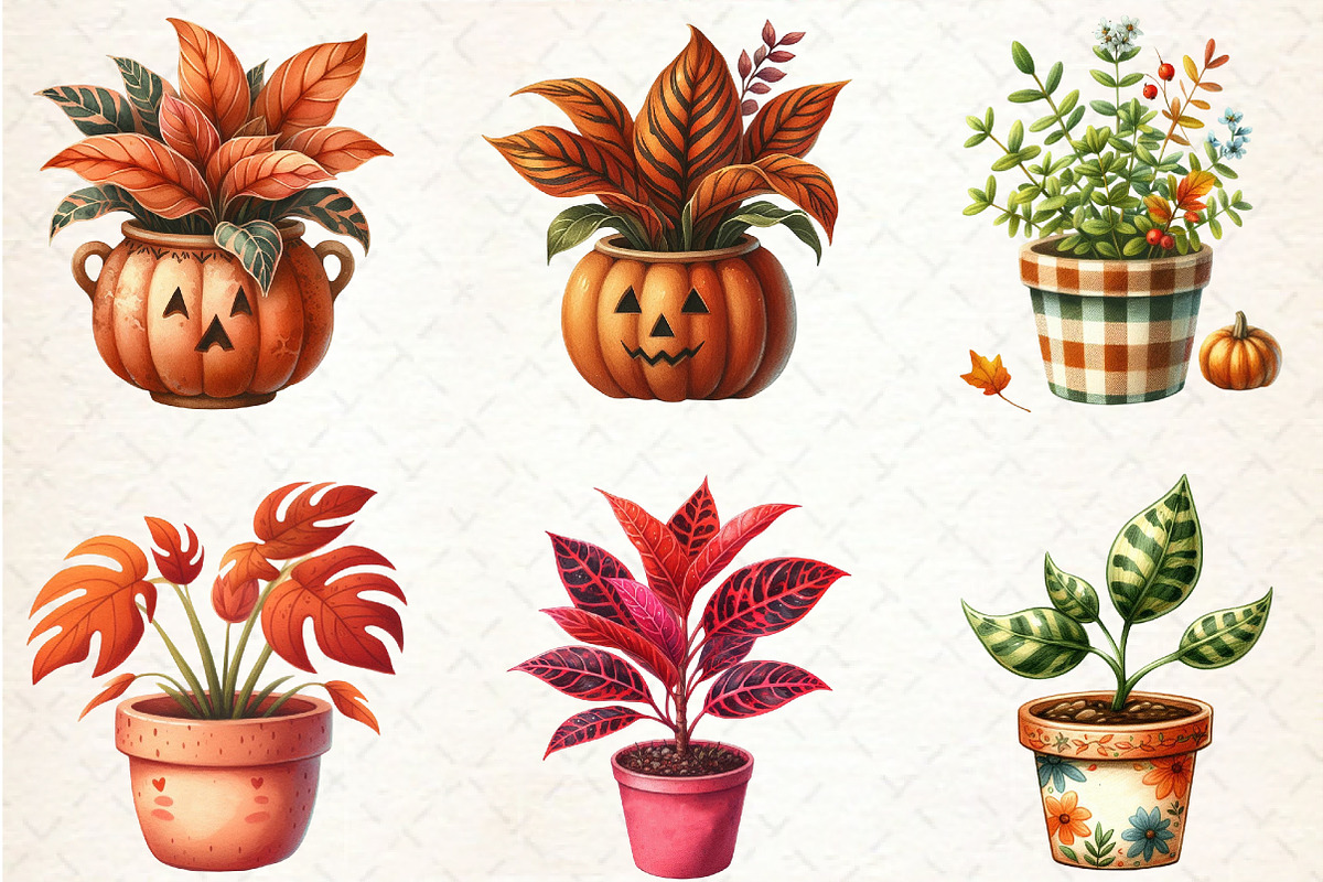 Positive Autumn Houseplant Clipart, an Illustration by Rose Art (Photo 2 of 5)