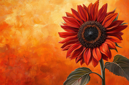 Vibrant closeup of a red sunflower a, a Photo by Iftikhar Alam