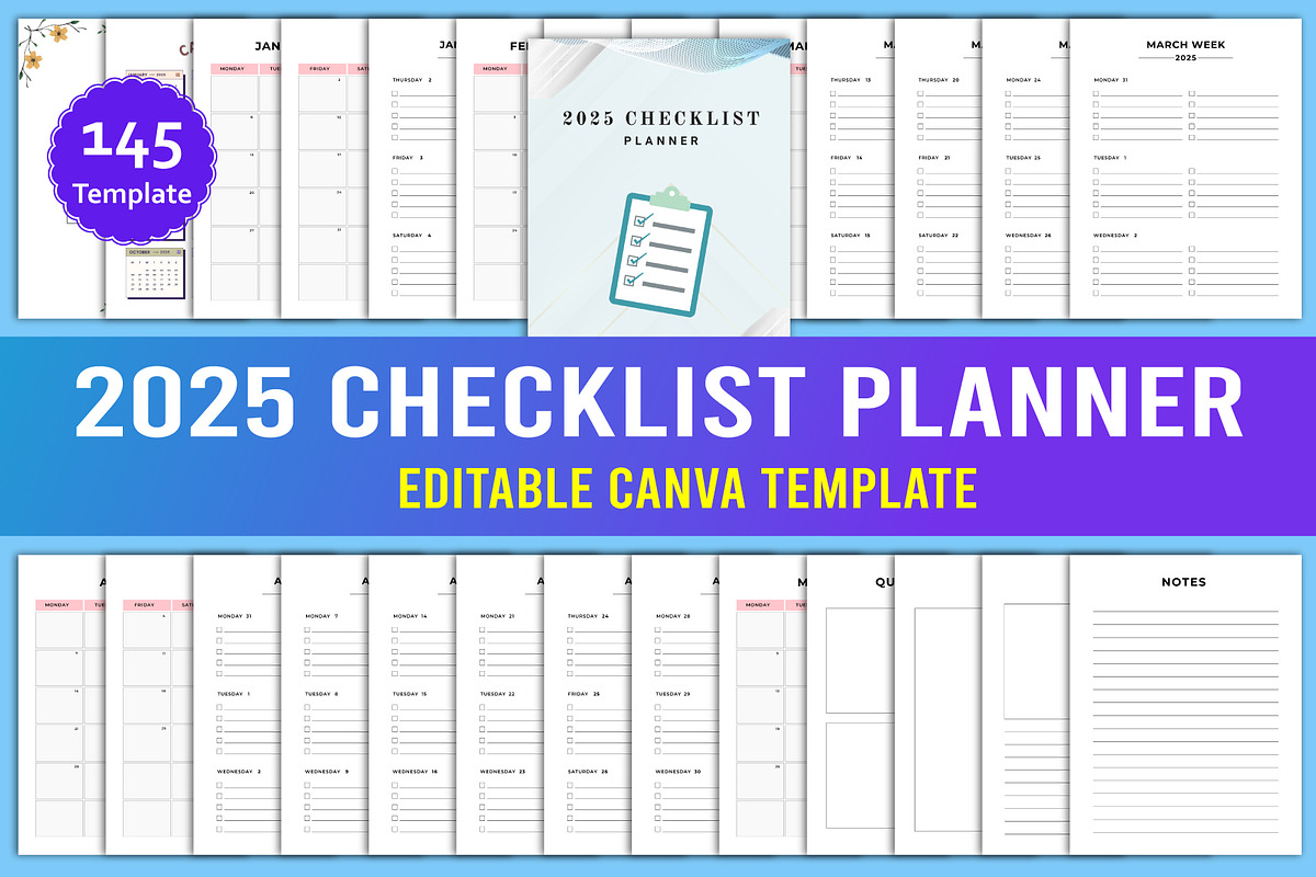 2025 Checklist Planner Canva, a Stationery Template by Designmela01 (Photo 1 of 8)