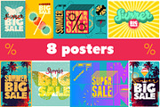 Summer Sale grunge vector poster set, a Seasonal Illustration by PoPaShop (Thumbnail 1 of 9)
