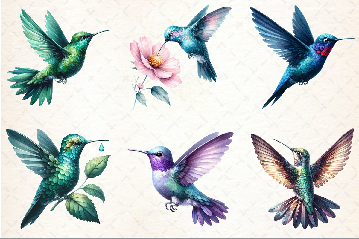 Watercolor Hummingbird Clipart, an Illustration by Rose Art (Photo 4 of 4)