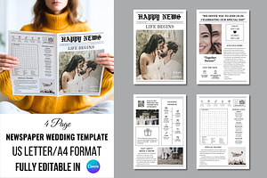 Newspaper Wedding Template, an Invitation Template by ZoloDesignHub