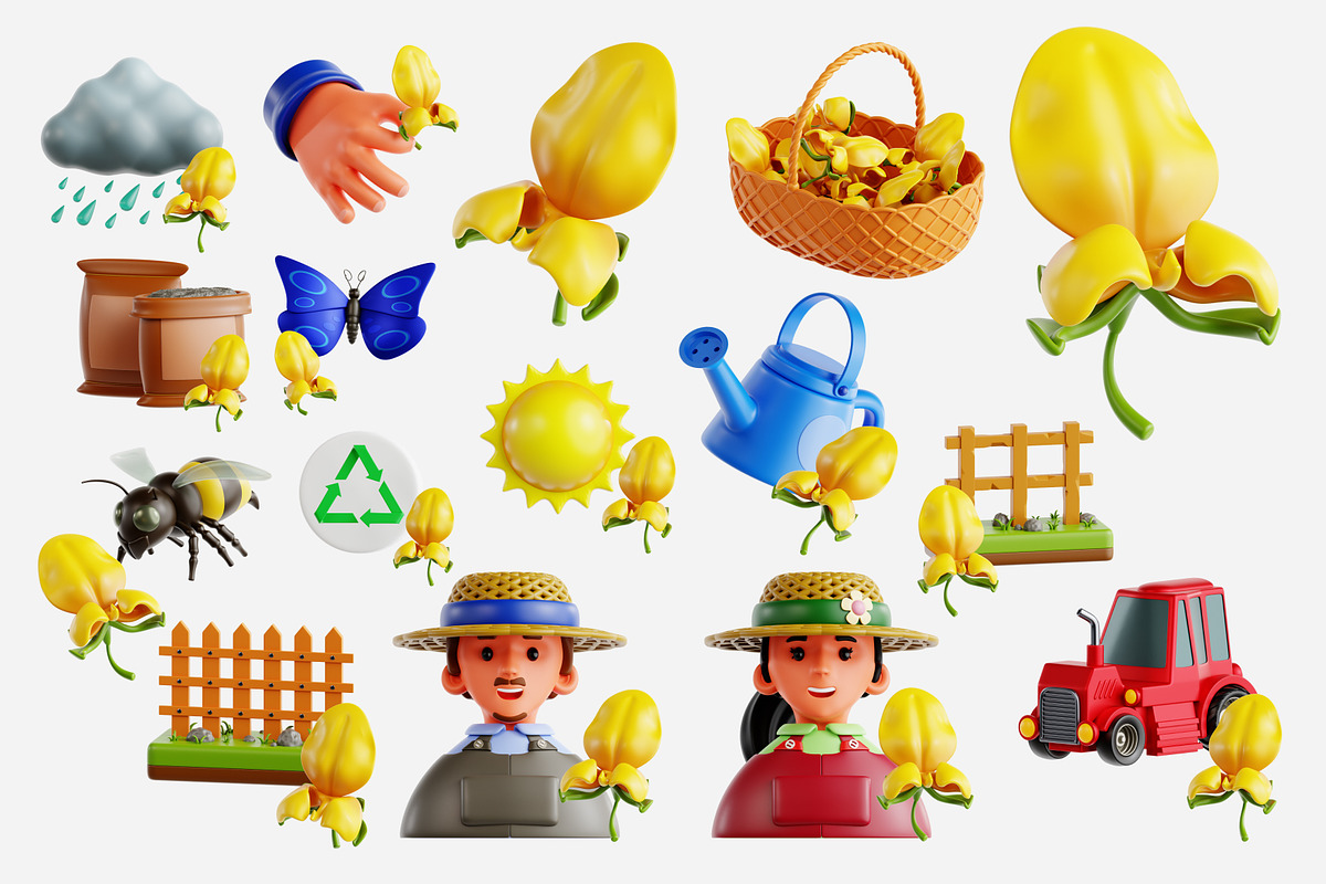 Sunn Hemp 3D Icon Set, an Environmental 3D Model by Eklip Studio (Photo 2 of 2)