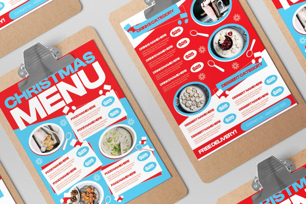 Red Blue Christmas Food Menu, a Flyer Template by graphicook (Photo 3 of 4)