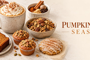 Pumpkin spice season food spread fea