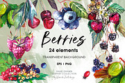 Berries hand drawn elements, an Object Graphic by ArtSpotVeronika (Thumbnail 1 of 7)