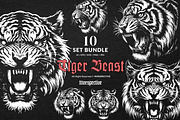 10 Bundle Dark Art Tiger Beast Wild, an Animal Illustration by Morspective (Thumbnail 1 of 7)