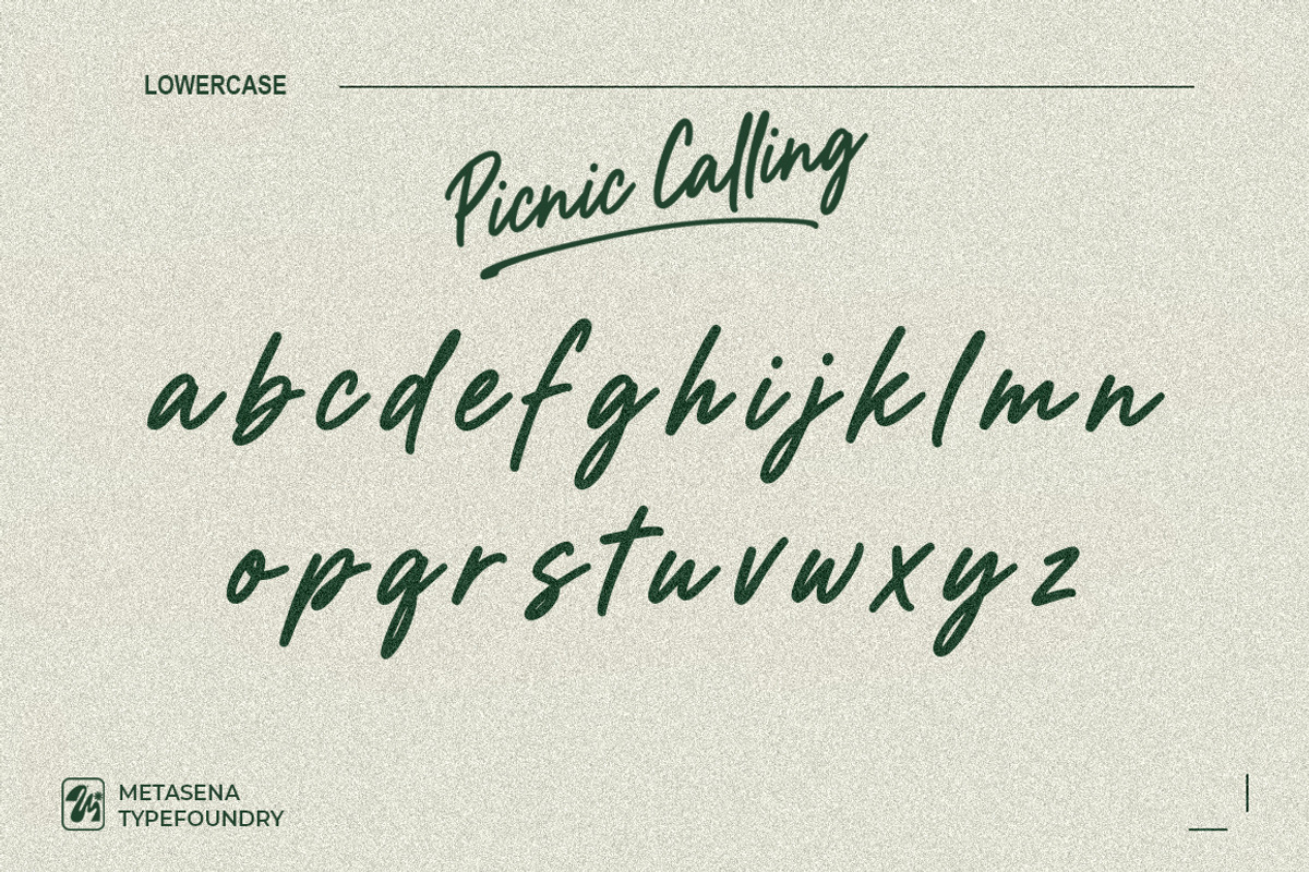 Picnic Calling, a Script Font by Metasena Typefoundry (Photo 7 of 10)