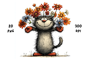 Whimsical Floral Cat Clipart, an Animal Illustration by GiraffeCreative (Thumbnail 15 of 20)