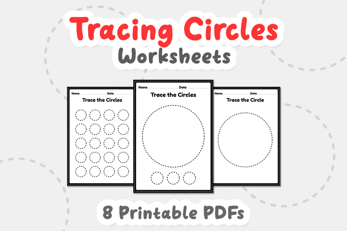 Tracing circles, shapes worksheets, an Education Illustration by TukTuk Design (Photo 2 of 4)