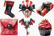 Watercolor Gothic Christmas Clipart, an Illustration by Canvas Craft (Thumbnail 2 of 7)