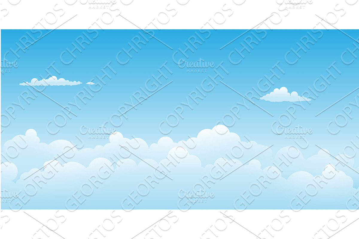 Blue Sky Cartoon Clouds Background, a Texture Illustration by Christos Georghiou