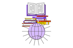 Concept all books of world., an Education Illustration by incomible