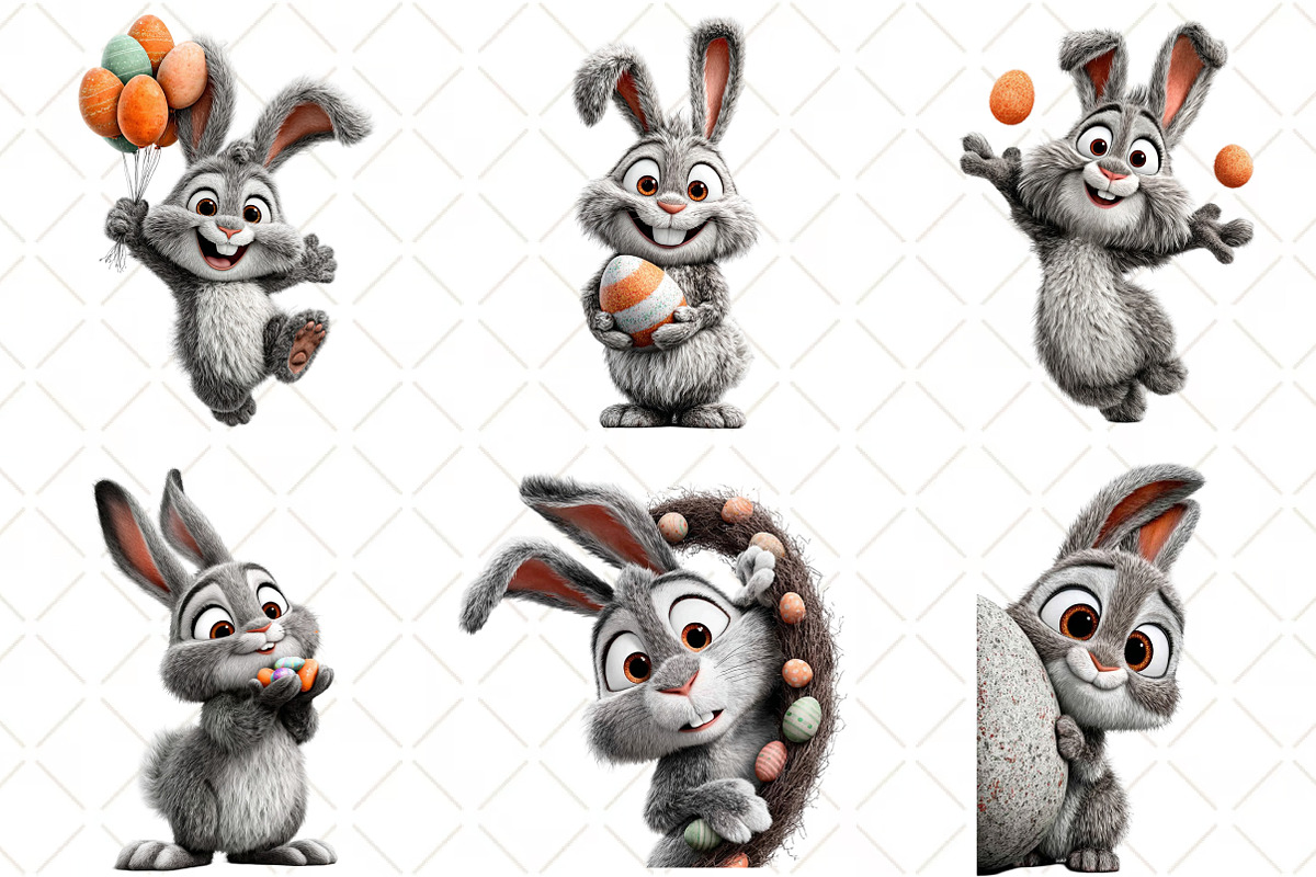 Whimsical Easter Bunny Rabbit Clipar, an Illustration by Black Bird Studio (Photo 4 of 6)